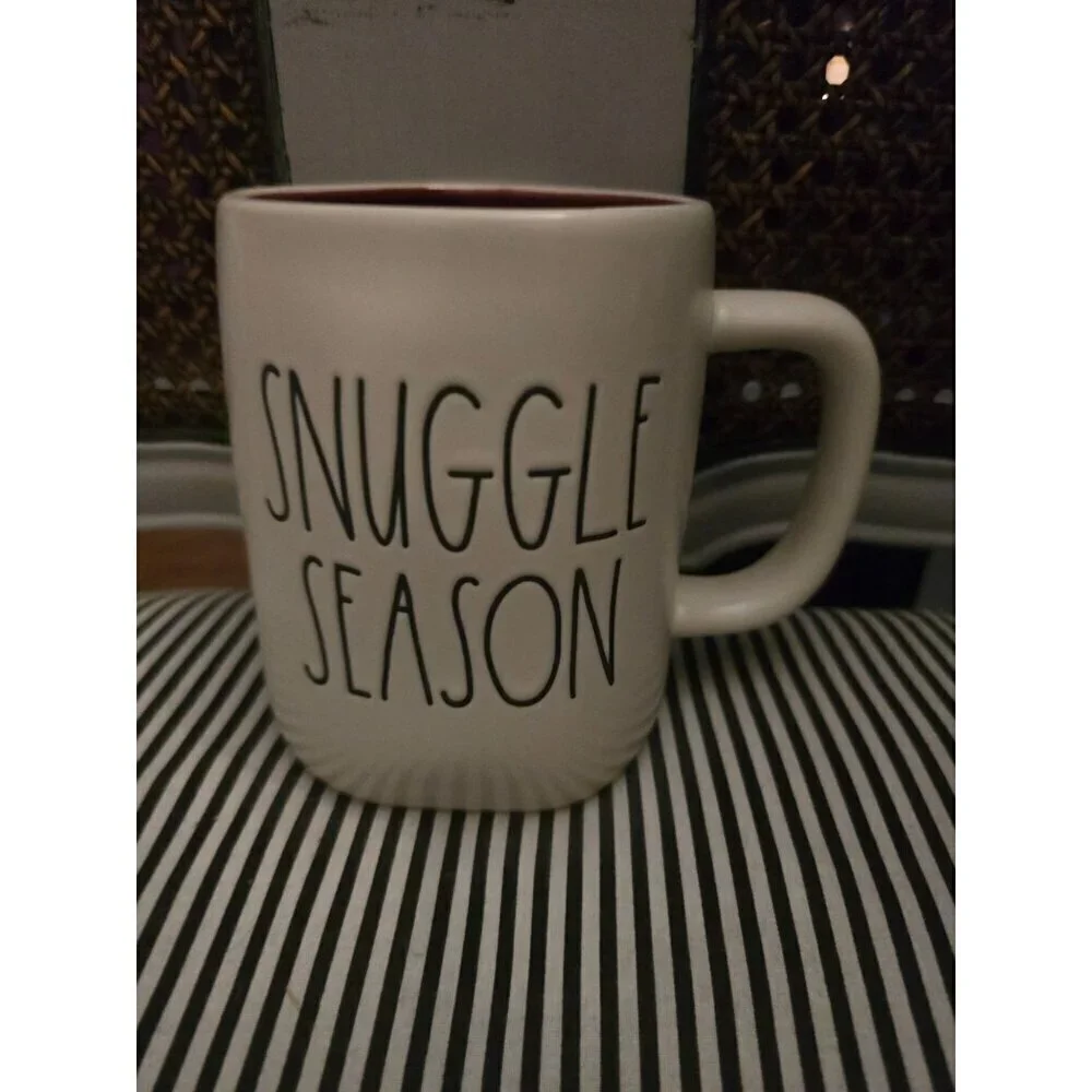 NWT Rae Dunn Snuggle Season Coffee Mug Red Interior Fall Tea